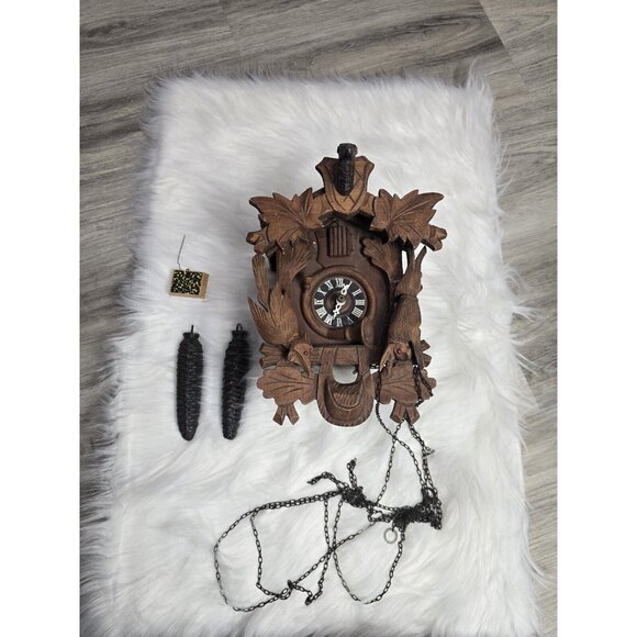 Cuckoo Clock German Black Coehler Forest made Vintage- NOT WORKING FOR PARTS - Picture 1 of 16
